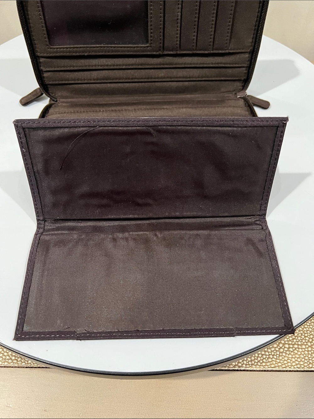 Lauren Ralph Lauren Brown Nylon Zip-Around Continental Long Wallet & Checkbook - Picture 12 of 14